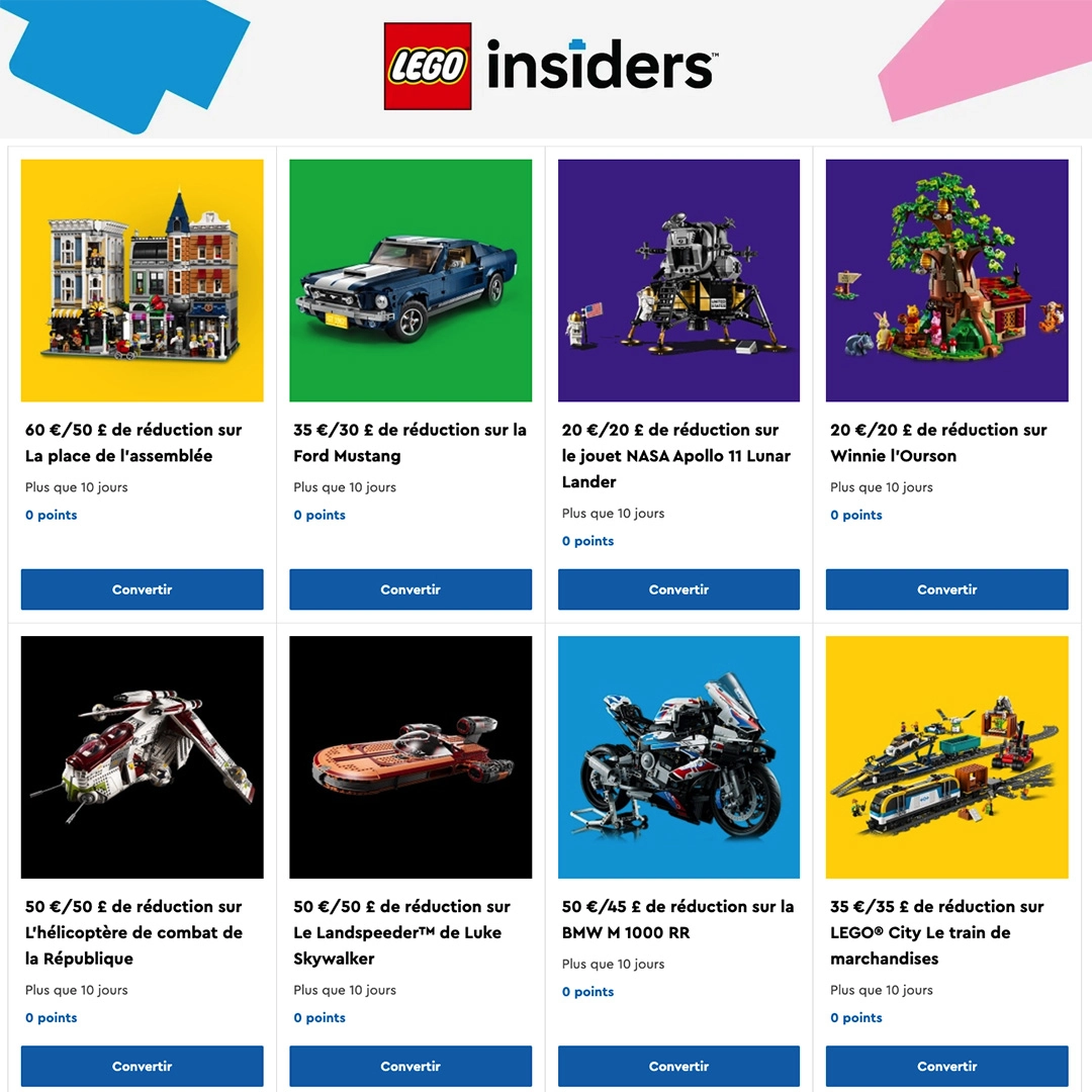 Sur le centre des LEGO Insiders récupérez vos coupons de