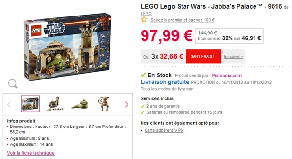 9516 Jabba's Palace à prix attractif chez Pixmania