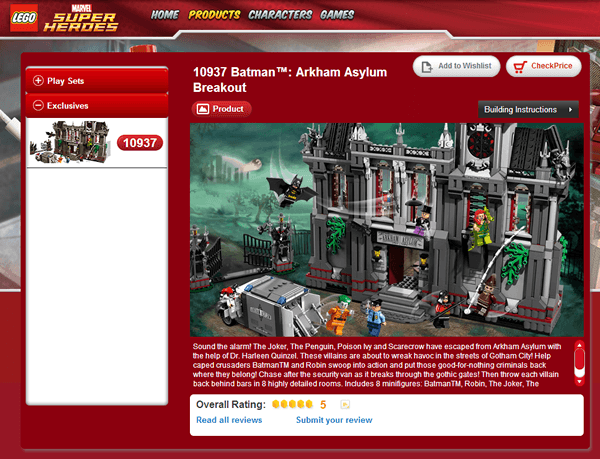 10937 arkham asylum breakout wrong website listing