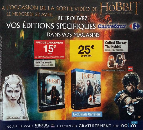 the hobbit bluray bain carrefour