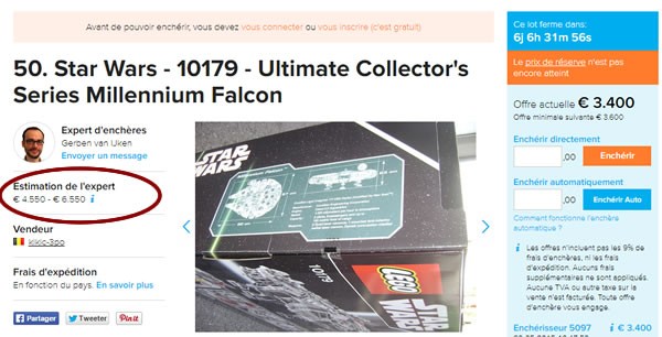 vente encheres millennium falcon