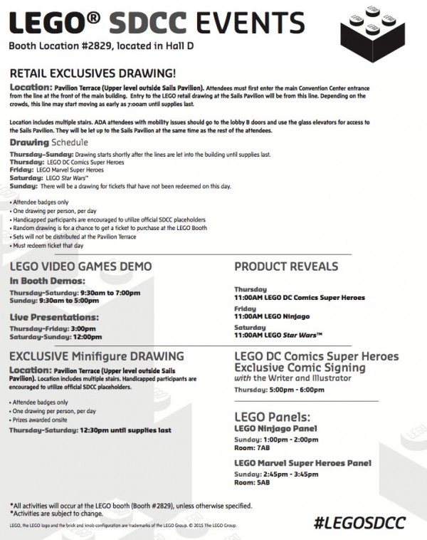 lego sdcc events program