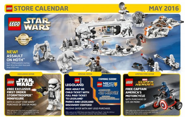 U/S LEGO Store Calendar - May 2016