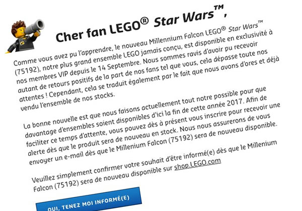 75192 UCS Millennium Falcon : le feuilleton continue...