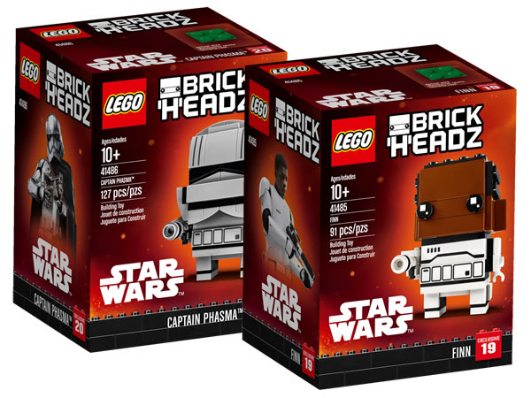 Nouveaux sets LEGO Star Wars BrickHeadz : 41485 Finn & 41486 Captain Phasma