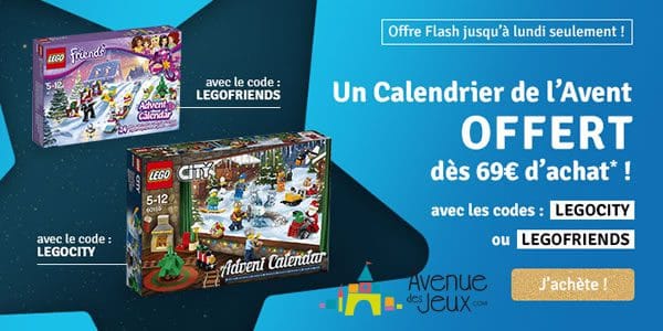Chez Avenue des Jeux : Calendrier de l'Avent LEGO offert dès 69 € d'achat Chez Avenue des Jeux : Calendrier de l'Avent LEGO offert dès 69 € d'achat