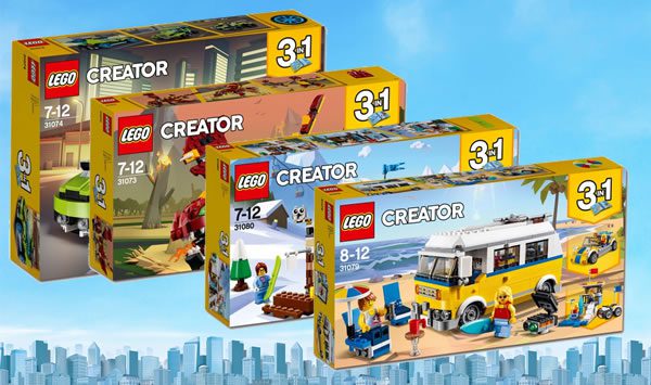 Nouveautés LEGO Creator 2018 : les visuels des sets 31079 Surfer Van et 31080 Modular Winter Lodge