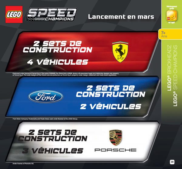 LEGO Speed Champions 2018 : liste et descriptifs officiels des sets prévus