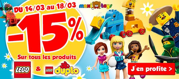 Chez Maxi Toys : 15% de réduction sur l'ensemble de l'offre LEGO et DUPLO