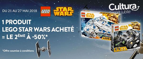 Chez Cultura : -50% sur le 2ème set LEGO Star Wars acheté