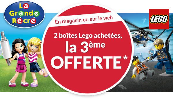 At the Grande Récré: 2 LEGO boxes purchased, the 3rd free