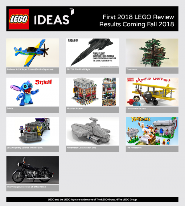 LEGO IDEAS :10 projets en lice pour la première fournée de 2018