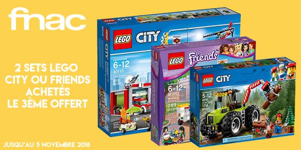 Sur FNAC.com : 2 sets LEGO CITY ou Friends achetés, le 3ème offert