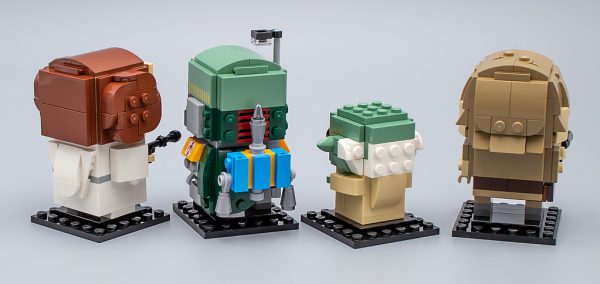 LEGO BrickHeadz 41627 Luke Skywalker & Yoda, 41628 Princess Leia et 41629 Boba Fett