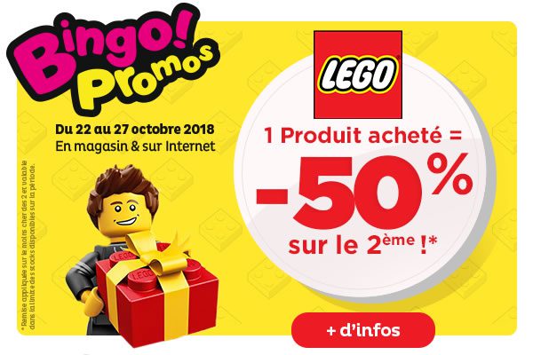 Chez Toys R Us : -50% sur le deuxième produit LEGO acheté