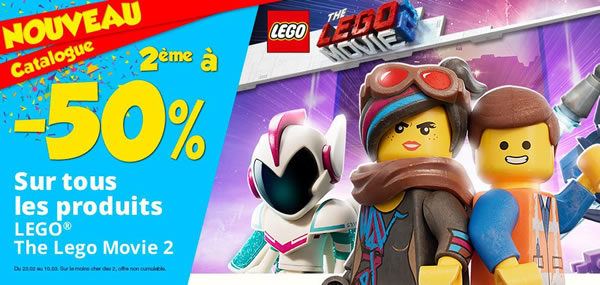 Chez Maxi Toys : -50% sur le 2ème produit  The LEGO Movie 2