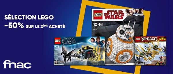 Sur Fnac.com : 50% de réduction immédiate sur le 2ème produit LEGO acheté