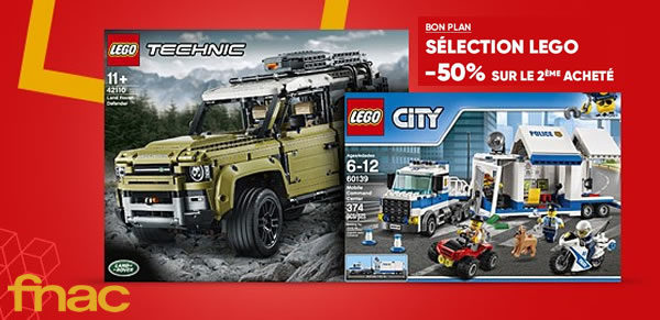 Sur Fnac.com : 50% de réduction immédiate sur le 2ème produit LEGO acheté