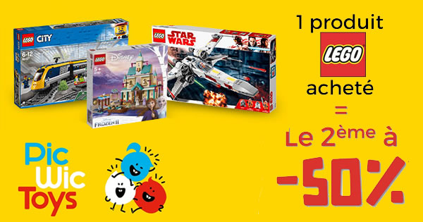 Chez PicWicToys : 50% de réduction immédiate sur le 2ème produit LEGO acheté