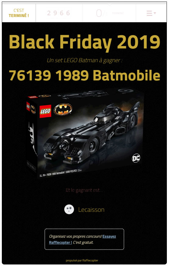 resultats concours 76139 batmobile