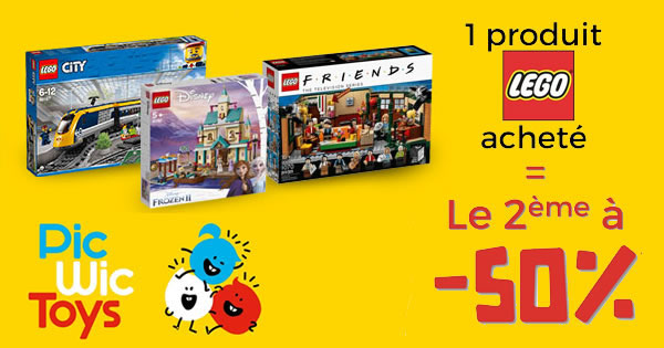 Chez PicWicToys : 50% de réduction immédiate sur le 2ème produit LEGO acheté