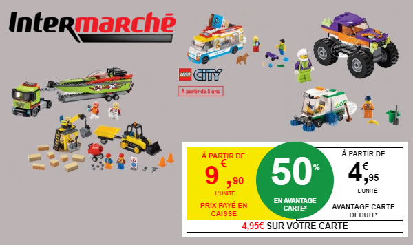 Chez Intermarché : 50% en avantage carte sur une sélection de sets LEGO