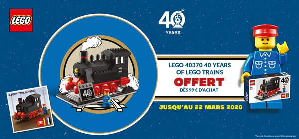 LEGO 40370 40 Years of LEGO Trains offert dès 99 € d'achat