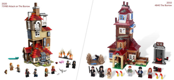 lego harry potter 75980 attack burrow 2020 vs 4840 burrow 2010