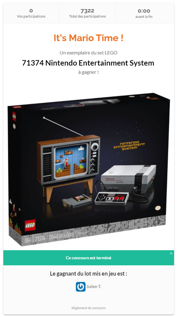 resultat concours lego 71374 nintendo