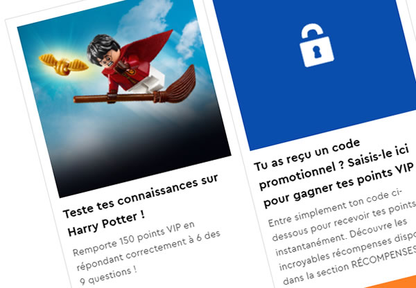 Programme VIP LEGO : 150 points offerts via un quiz sur l'univers Harry Potter