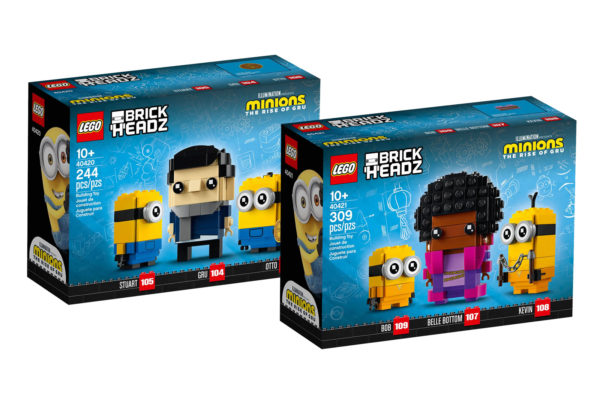 LEGO BrickHeadz Minions : 40420 Minions Gru, Stuart & Otto et 40421 Minions Belle Bottom, Bob & Kevin