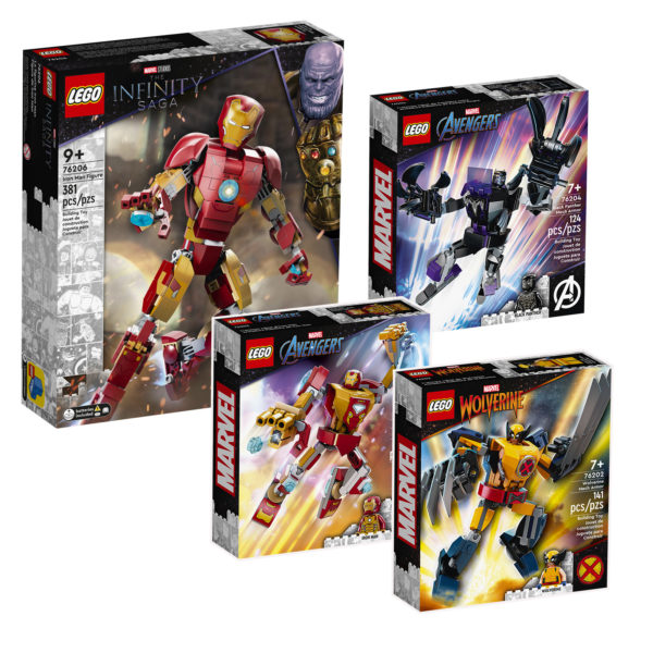 new lego marvel mechs 2022 iron man black panther wolverine 1