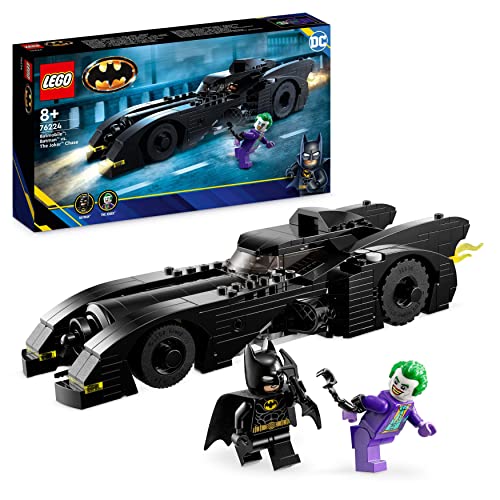 LEGO 76224 DC La Batmobile : Poursuite Entre Batman et Le Joker, Jouet de Voiture Batmobile 1989 et 2 Minifigurines, Maquette avec Batarang, Idée de Cadeau Super Héros pour Enfants, Garçons et Filles