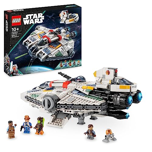 LEGO 75357 Star Wars Ghost et Phantom II, Comprenant 2 Véhicules Ahsoka en Briques, Un Vaisseau à Construire de Noël et 5 Personnages Dont Jacen Syndulla et Une Figurine de Droïde Chopper, Cadeau