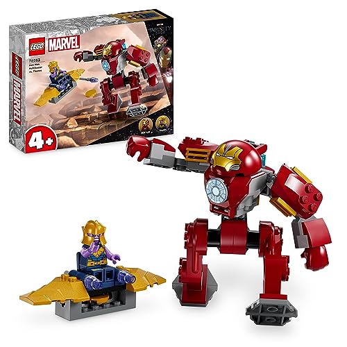 LEGO 76263 Marvel La Hulkbuster d’Iron Man Contre Thanos, Jouet pour Enfants Dès 4 Ans, Action de Super-Héros Basée sur Avengers : Infinity War, avec Figurine à Construire, Avion et 2 Minifigurines