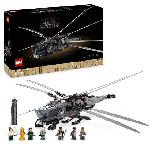 LEGO Icons Dune Atreides Royal Ornithopter, Set de Collection pour Adultes, Idée Cadeau pour Femmes, Hommes et Amateurs de Films de Science avec 8 Minifigures Dont Chani et Le Baron Harkonnen 10327