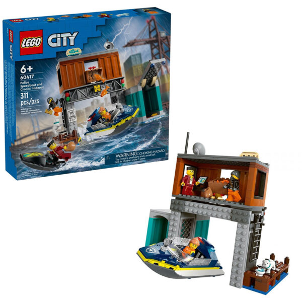 60417 lego city speedboat crooks hideout