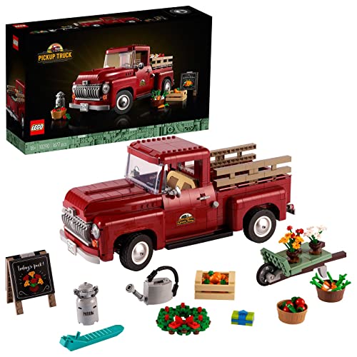 LEGO 10290 Icons Le Pick-Up, Modèle de Camion Vintage des années 1950, Kits de Loisirs Créatifs, Kit de Construction pour Adultes