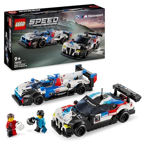 LEGO Speed Champions Voitures de Course BMW M4 GT3 et BMW M Hybrid V8, Véhicules Jouet pour Enfants, 2 Modèles à Construire, 2 Figurines de Pilotes, Idée Cadeau pour Garçons et Filles Dès 9 Ans 76922