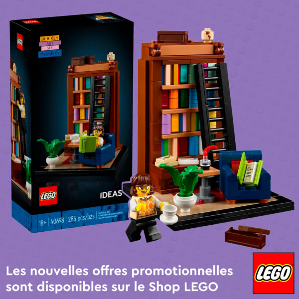 Sur le Shop LEGO : le set LEGO IDEAS 40698 Books Are My Passion est offert