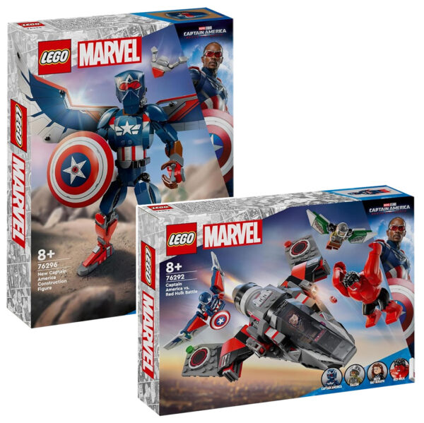 Nouveautés LEGO Marvel 2024 : 76292 Captain America vs. Red Hulk Battle et 76296 New Captain America Construction Figure