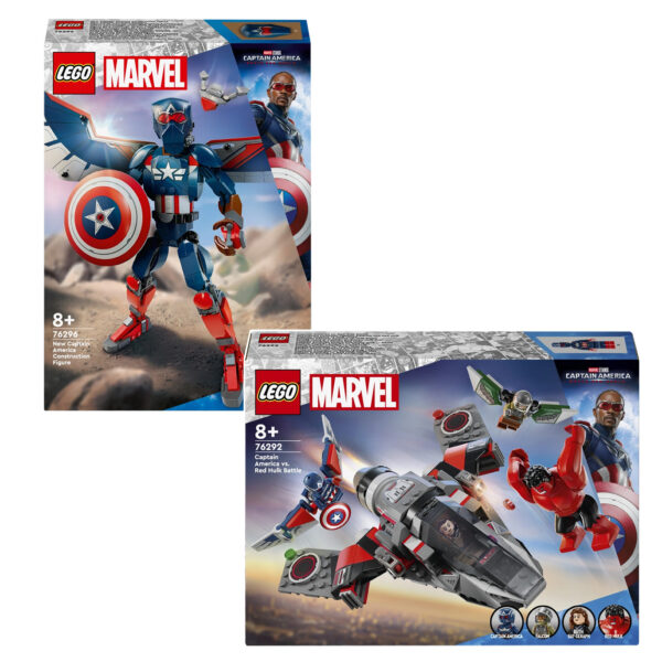 Nouveautés LEGO Marvel 2024 : 76292 Captain America vs. Red Hulk Battle et 76296 New Captain America Construction Figure