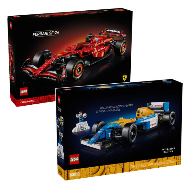 Nouveautés LEGO Formula 1 Collection 2025 ICONS et Technic : 10353 Williams Racing FW14B & Nigel Mansell et 42207 Ferrari SF-24 F1 Car