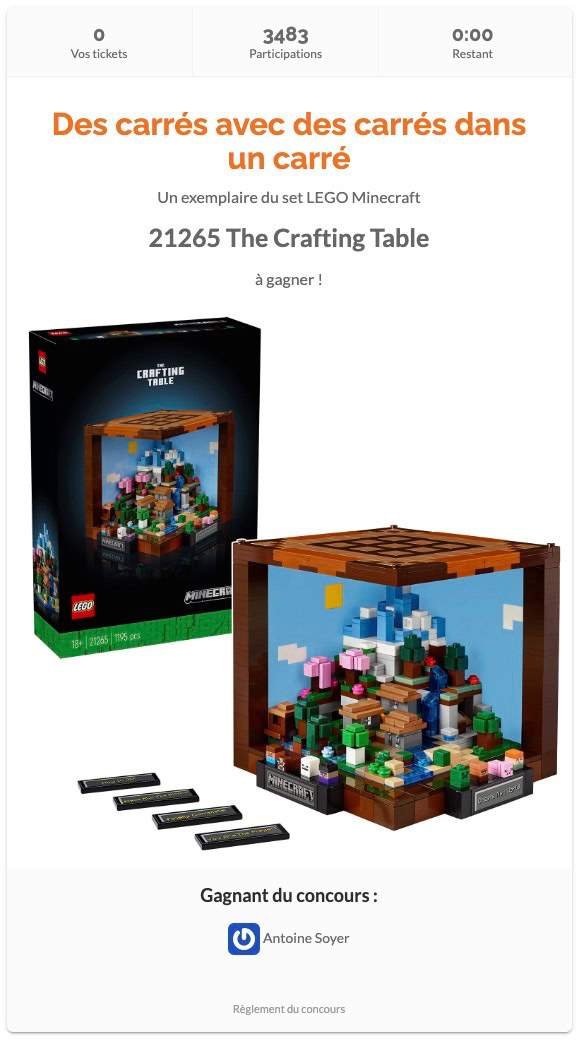 Les briques LEGO Minecraft pour créer un tableau de construction en 3D avec des cubes colorés, parfait pour les fans de LEGO et Minecraft, en édition créative.