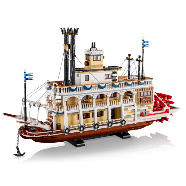 Bateau en briques LEGO, modèle HOTH BRICKS, bateau à vapeur de style historique, détails réalistes, parfait pour collectionneurs et amateurs de construction en LEGO.