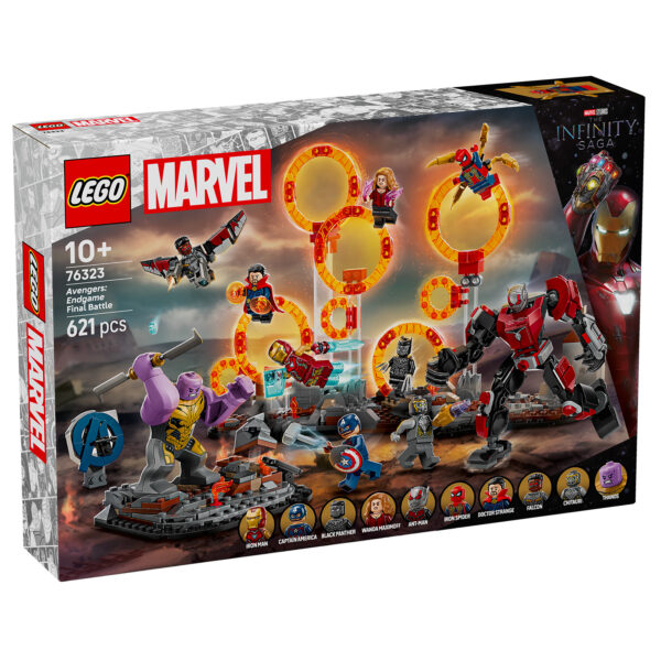 Roi des blocs LEGO Marvel Avengers Endgame pour les fans, avec plus de 600 pièces, mêlant figurines et constructions pour recréer la bataille finale contre Thanos.