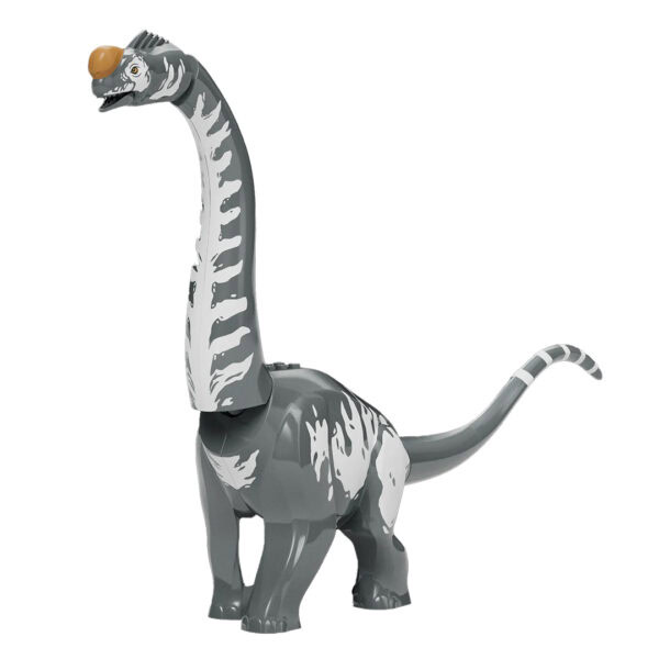 Dinosaures géantes en blocs de construction gris et blanc, jouets éducatifs pour enfants, parfaits pour développer la créativité et l'imagination.