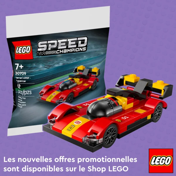 Ferrari LEGO Speed Champions, voiture de collection en briques pour enfants, kit de construction de 62 pièces, parfait pour les fans de course automobile, offre spéciale disponible sur Hothbricks.com.