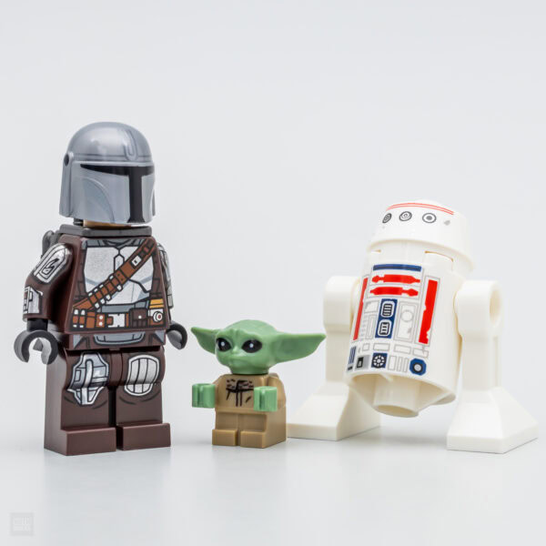 Lego Star Wars : Grogu, Mandalorian et R2-D2, figurines LEGO de haute qualité, parfaites pour collectionner ou jouer, inspirées de l'univers Star Wars, design détaillé et authentique.