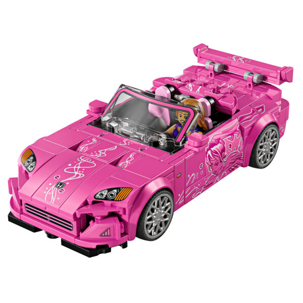 Voiture lego princesses rose, modèle de voiture de course en briques, véhicule customisable pour enfants, jouet de construction Lego avec personnage de princesse, design de dragster sportif pour enfants, image d’un livre de jouets Lego HOTH BRICKS.